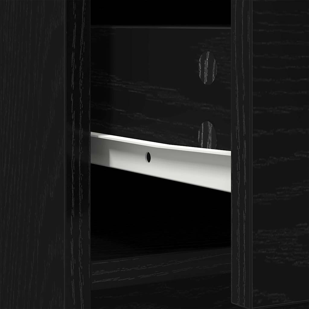 Sideboard with Drawers and Doors Black Oak 73x31x90 cm